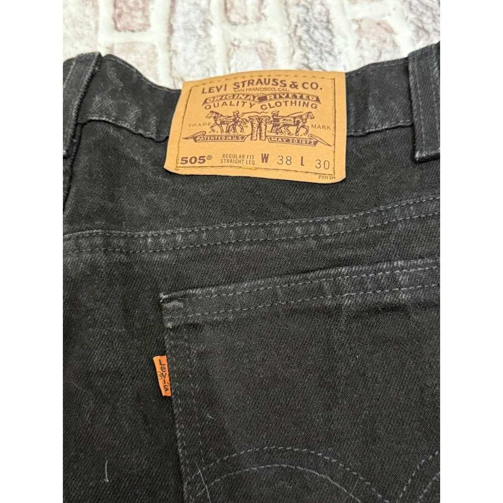 Vintage Levis 505 Orange Tab Black Jeans USA 38x30 Regular Straight Leg 1995